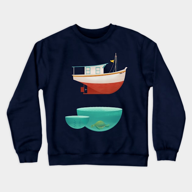 floating boat Crewneck Sweatshirt by erdavid